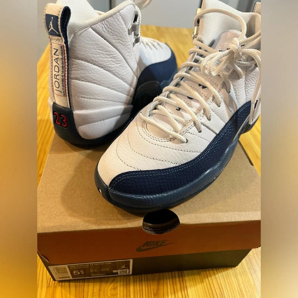 Nike Air Jordan 12 in White and Navy - Picture 1 of 2